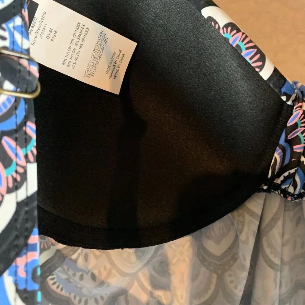 Island‎ Escape Underwire Tankini Top Women's 8 Black Scorpio Printed Sweetheart